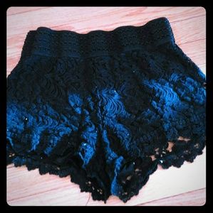 Black lace shorts
